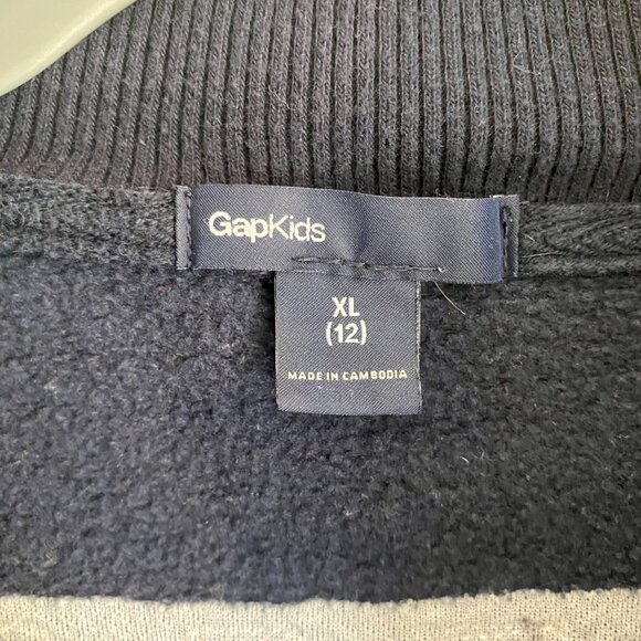 Gap Kids Sweater, Hudson Hockey, Navy with White Logos, Quarter Zip, Size XL. - Picture 7 of 12